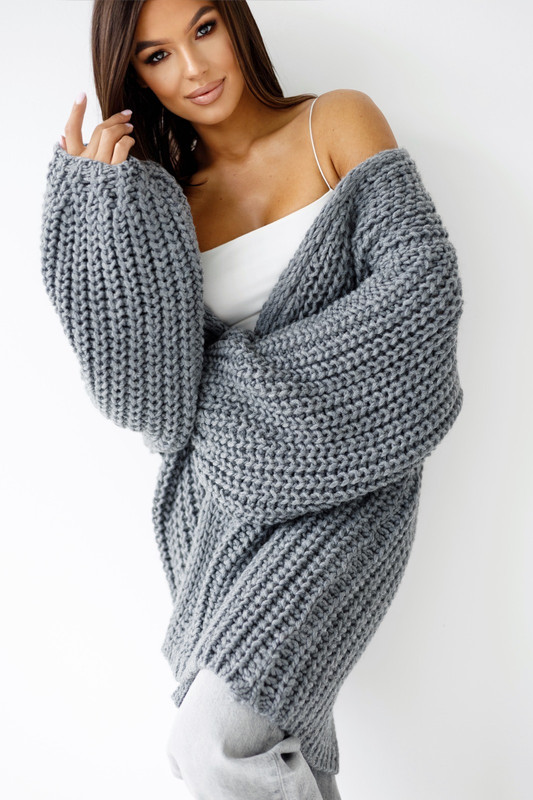 Sweter Kardigan LORI szary Madame Sue