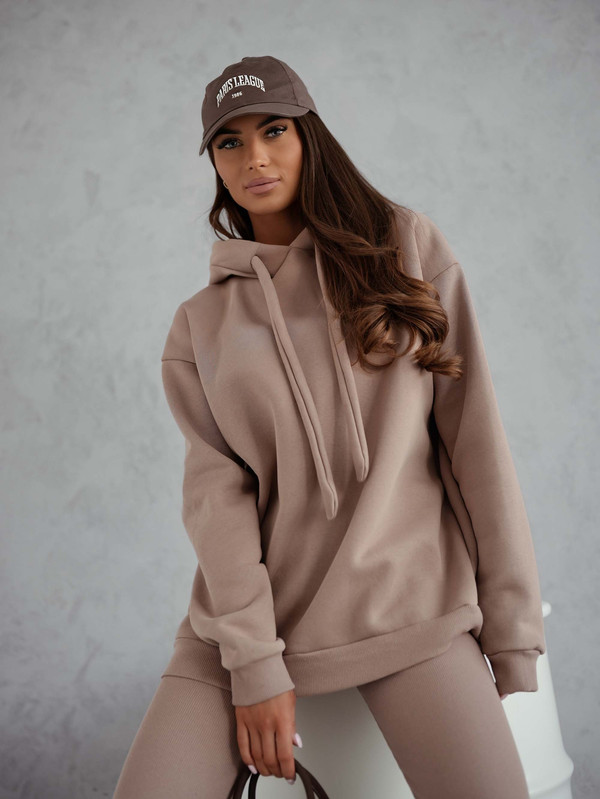Komplet basic, Bluza ocieplana z legginsami SOFT SET cappucino