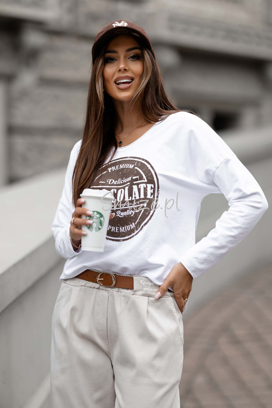Bluzka z długim rękawem CHOCOLATE biały