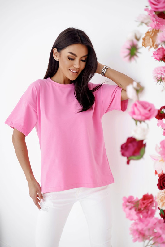 T-shirt gładki różowy Madame Sue