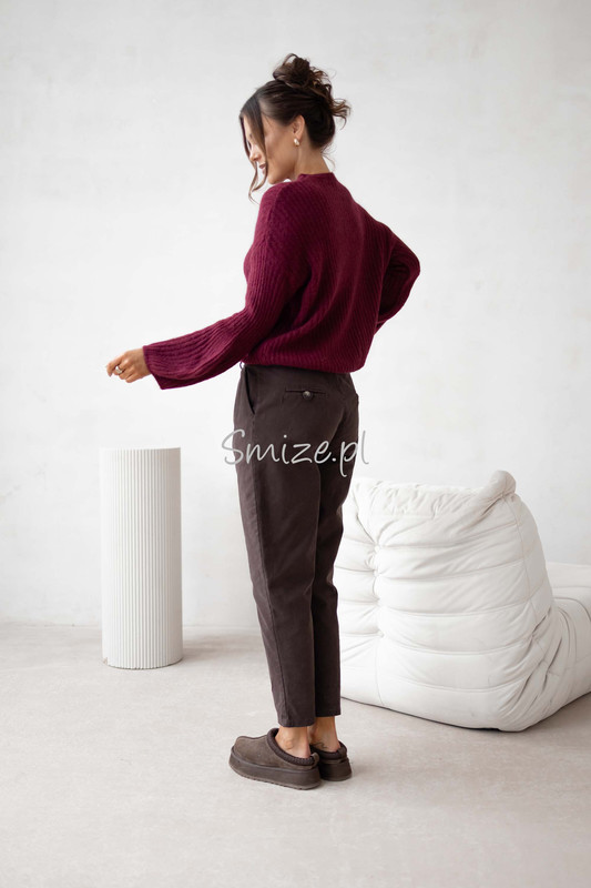 Sweter baby alpaka z dzwonkowymi rękawami, bordowy