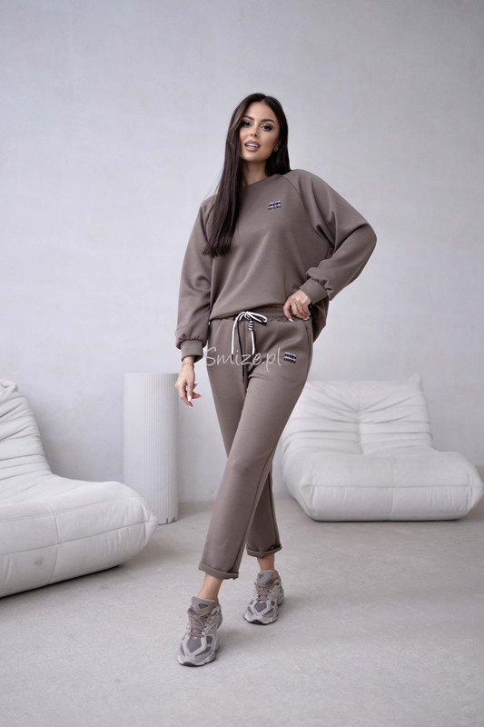 Komplet dresowy masełkowy min min, taupe
