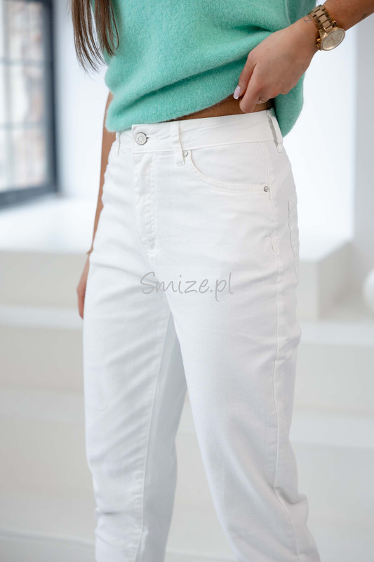 Spodnie jeansowe damskie białe MOM FIT 