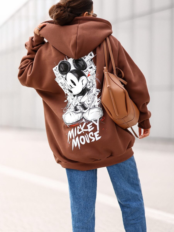 Bluza OVERSIZE Mickey Mouse, orzechowy