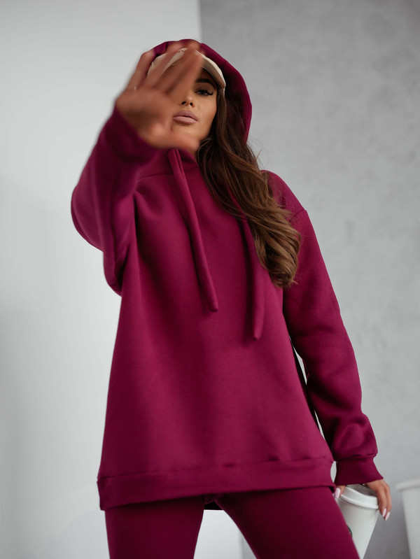 Komplet dresowy, Bluza ocieplana z legginsami SOFT SET bordowy