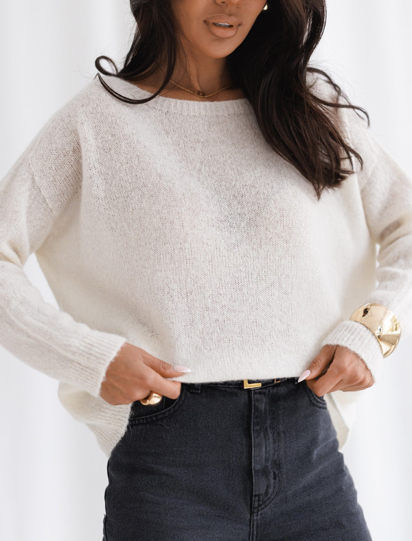 Sweter KARLA baby alpaka Madame Sue, smietankowy