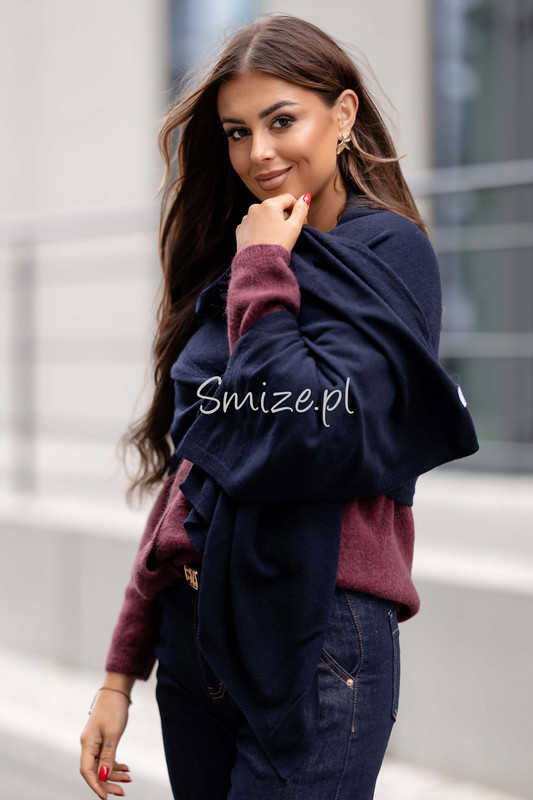 Szal kaszmirowy granatowy CASHMERE