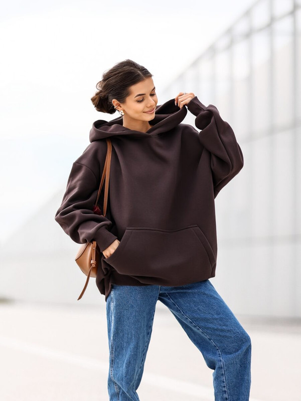 Bluza OVERSIZE Mickey Mouse, czekoladowy