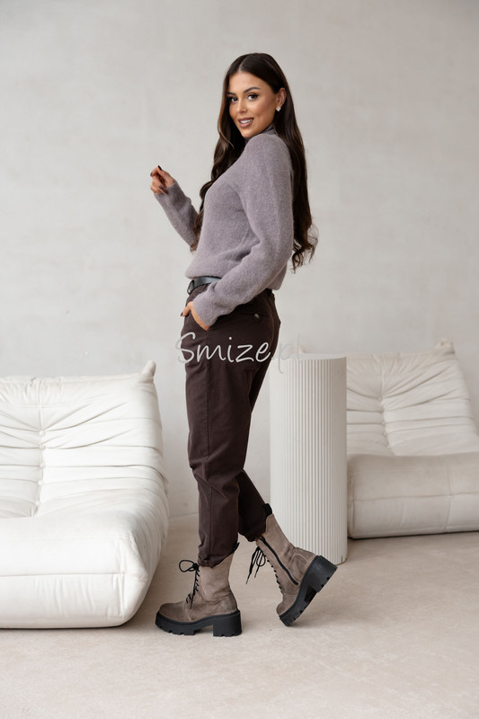 Sweter z golfem baby alpaka, fango