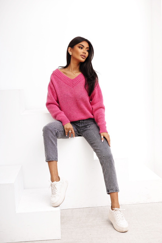 Sweter damski wełna moher premium CLEO V neck Madame Sue