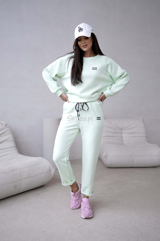Komplet dresowy masełkowy min min, miętowy