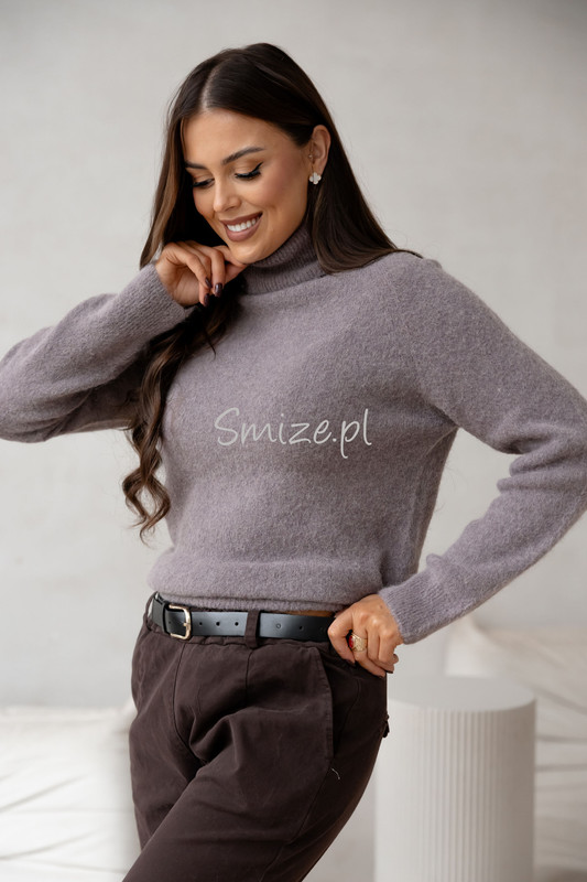 Sweter z golfem baby alpaka, fango