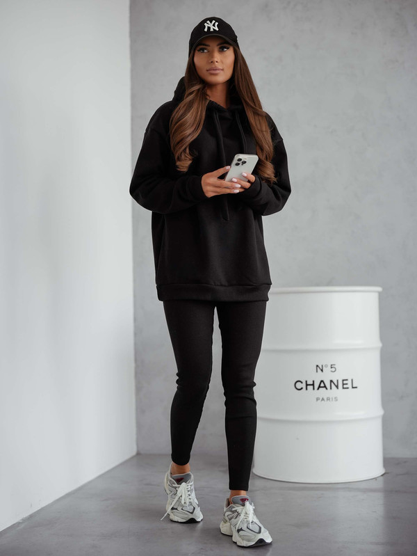 Komplet basic, Bluza ocieplana z legginsami SOFT SET czarny