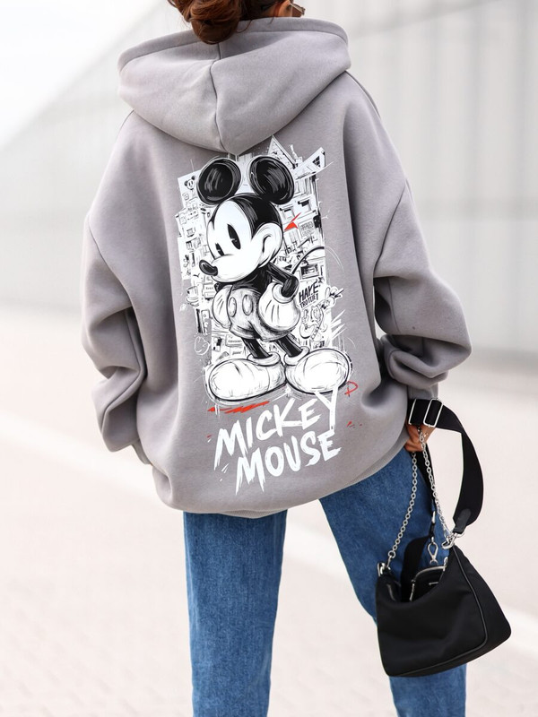 Bluza OVERSIZE Mickey Mouse, stalowy