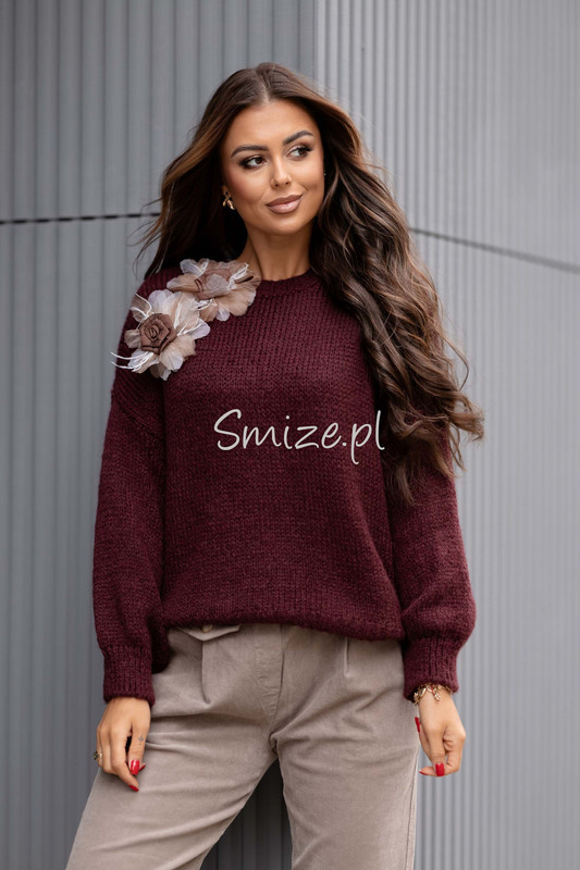 Sweter ROSES Lamya, bordowy