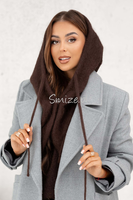 Kominokaptur, balaklawa damska z angory Smize, czekoladowy