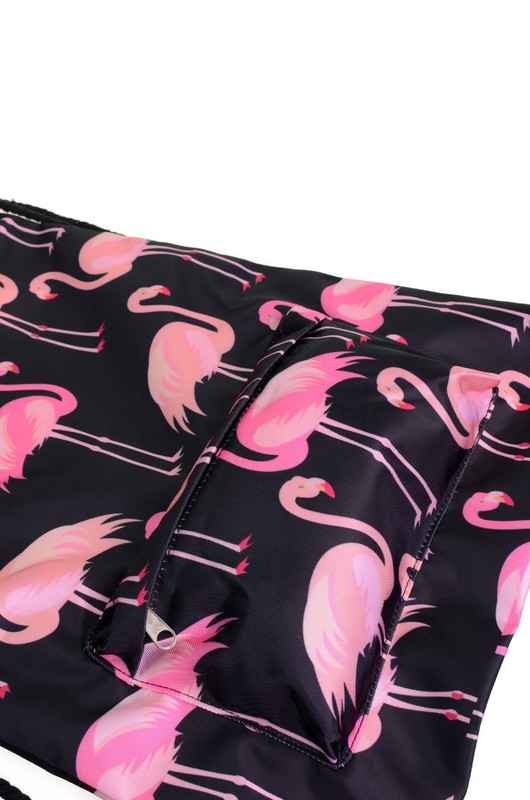 Worek z kieszonką Black Flamingi Pink