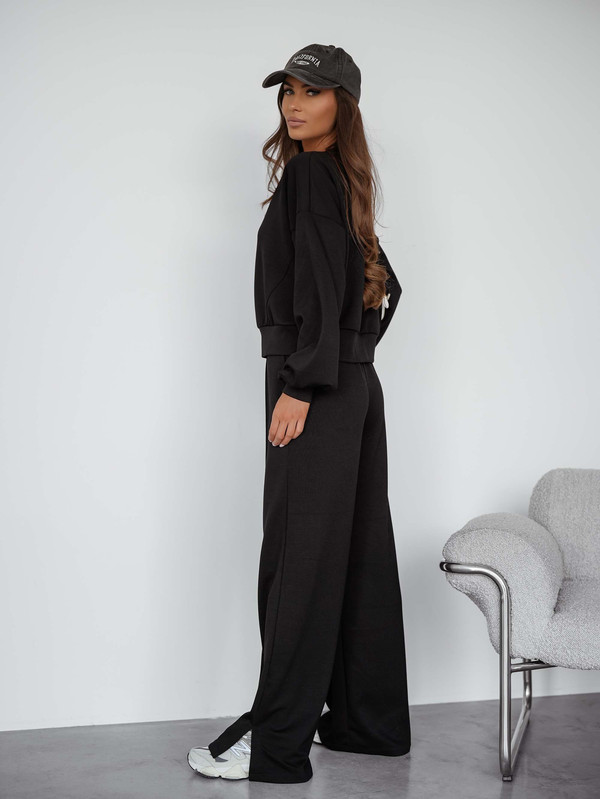 Komplet dresowy bez kaptura PASTEL, "Masełko" z wiskozy czarny