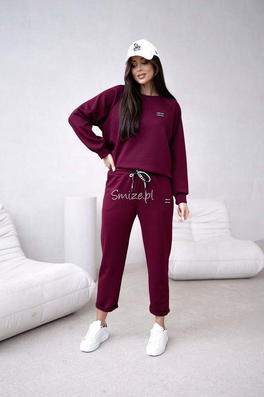 Komplet dresowy masełkowy min min, bordowy