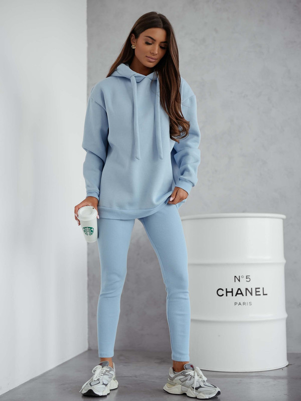 Komplet basic, Bluza ocieplana z legginsami SOFT SET błękitny
