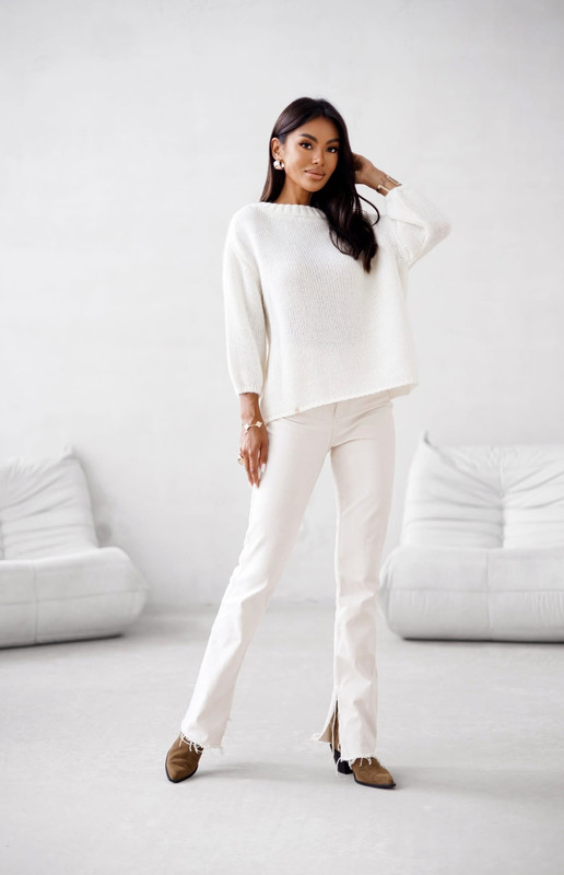 Sweter damski wełna moher premium LISS ecru Madame Sue