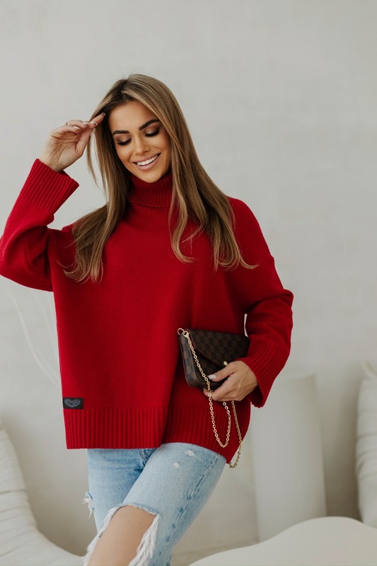 Sweter damski wełniany golf KELLY Madame Sue