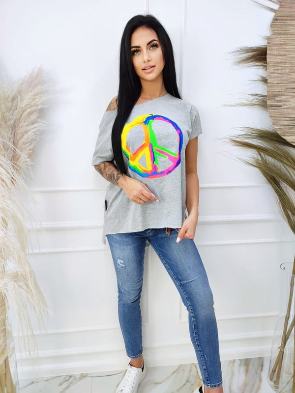 T-Shirt Neon PEACE / grey