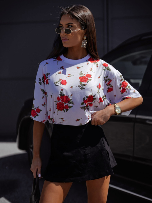 T-shirt w róże z gumką Lenoshka