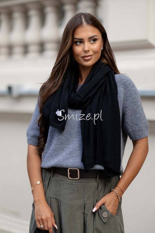 Szal kaszmirowy czarny CASHMERE