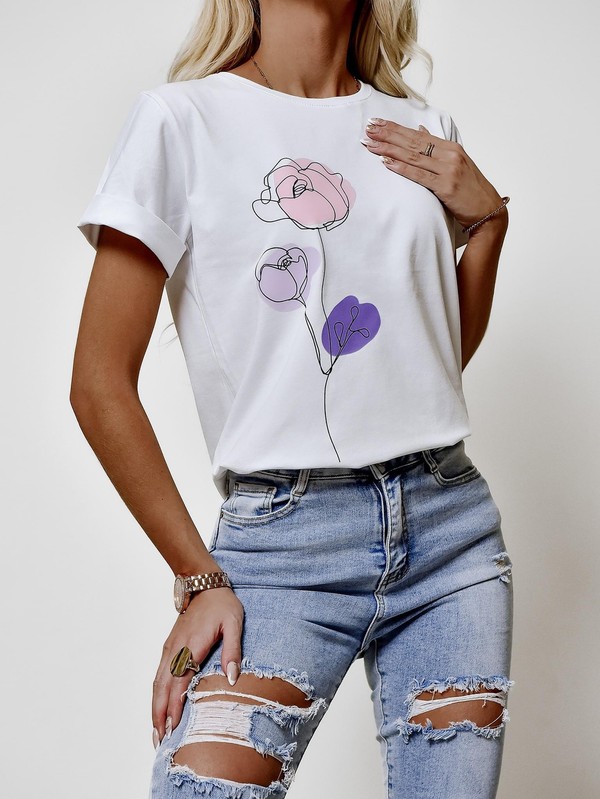 T-shirt Line Art Flowers