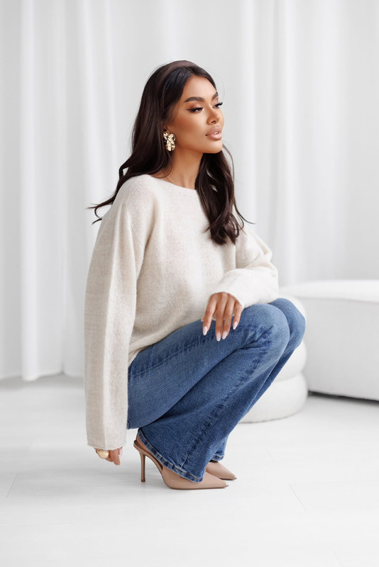 Sweter ADELE baby alpaka z lurexem Madame Sue, ecru