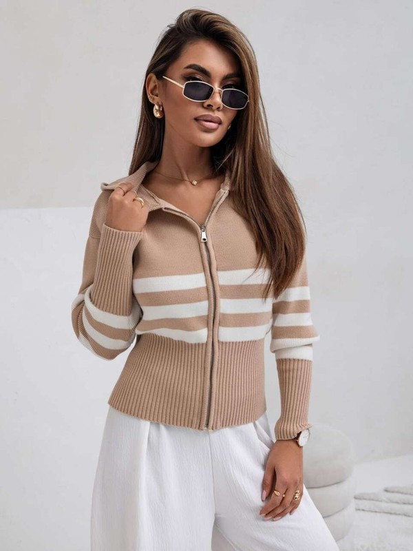 Sweter w paski z kapturem KELLY Cocomore