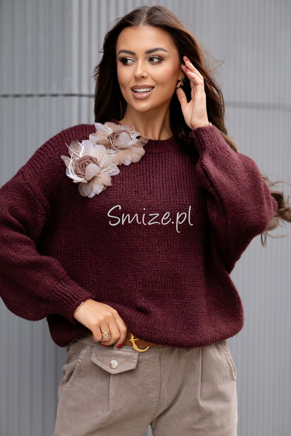 Sweter ROSES Lamya, bordowy