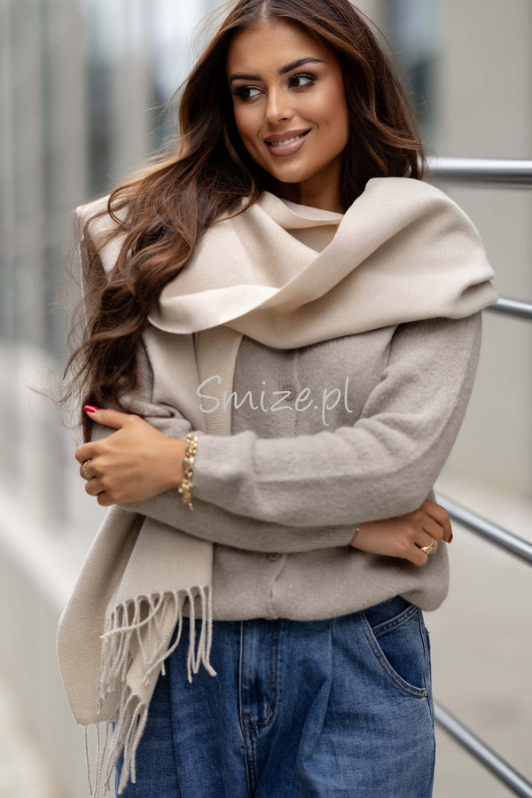 Szal damski z wiskozą kamienny beż