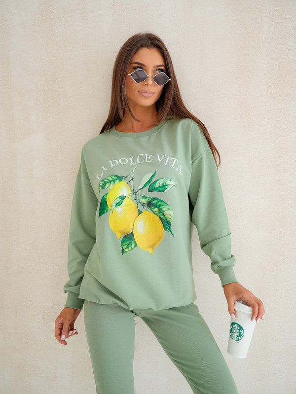 Komplet bawełniany z legginsami LA DOLCE VITA - "CYTRYNKI"