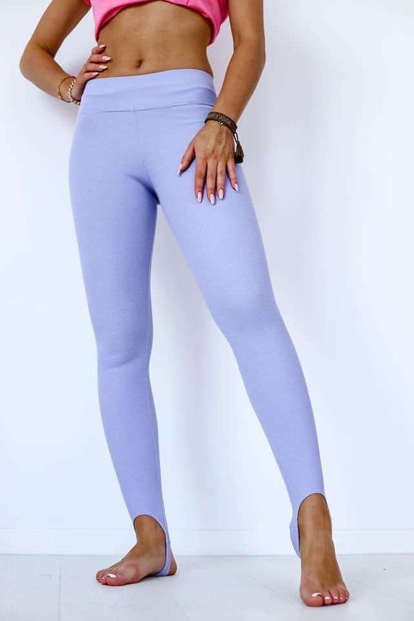 Legginsy typ narciarki z prążkowanej bawełny Me Gusta / Liliowe