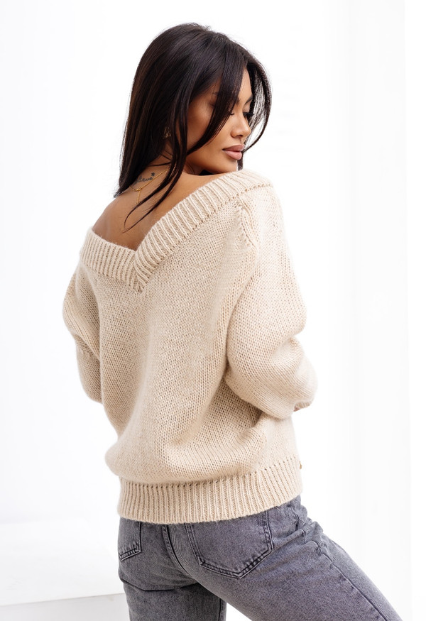Sweter damski wełna moher premium CLEO V neck Madame Sue
