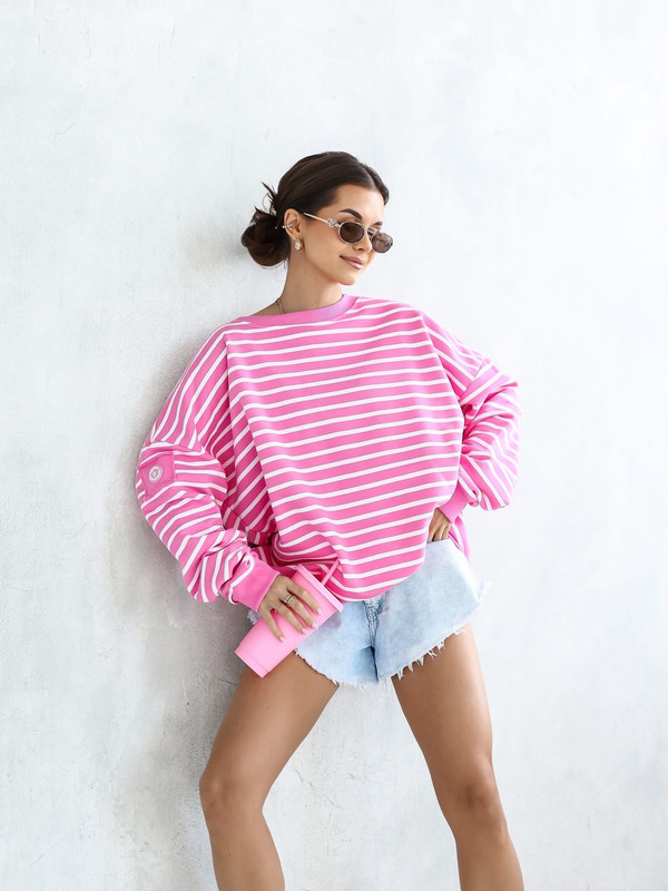 Bluza oversize różowa w paski