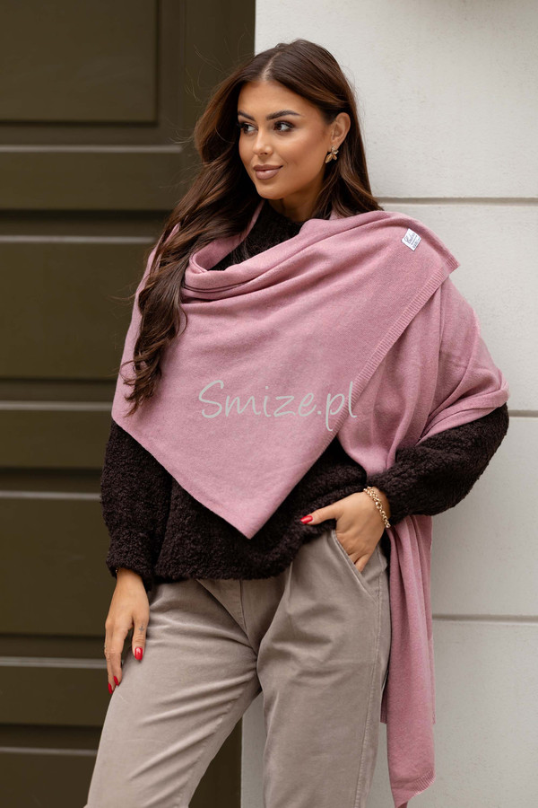 Szal kaszmirowy pudrowy róż CASHMERE