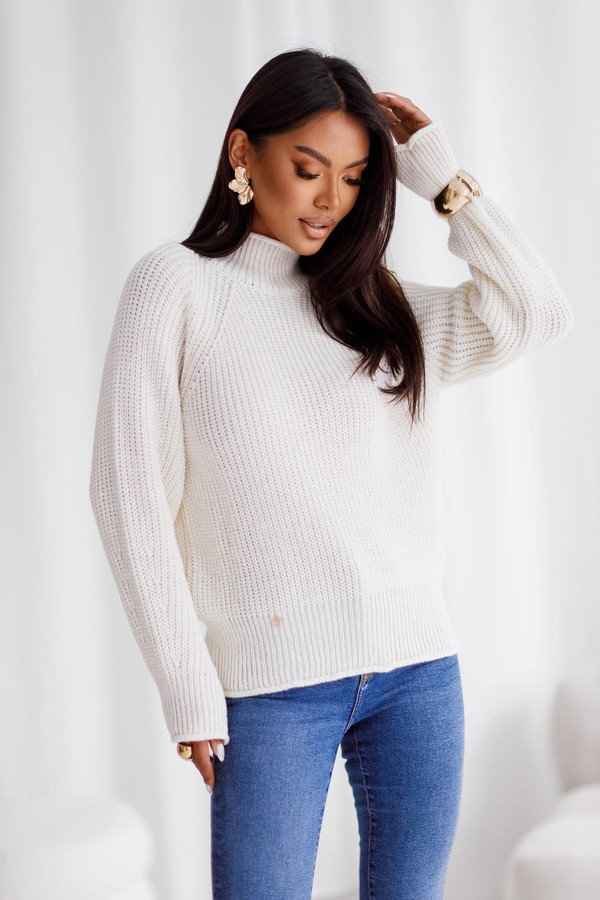 Sweter damski z alpaką i wełną ASTRID Madame Sue, śmietankowy