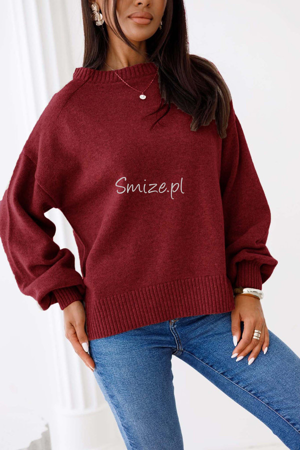 Sweter damski wełniany MIREL bordowy Madame Sue