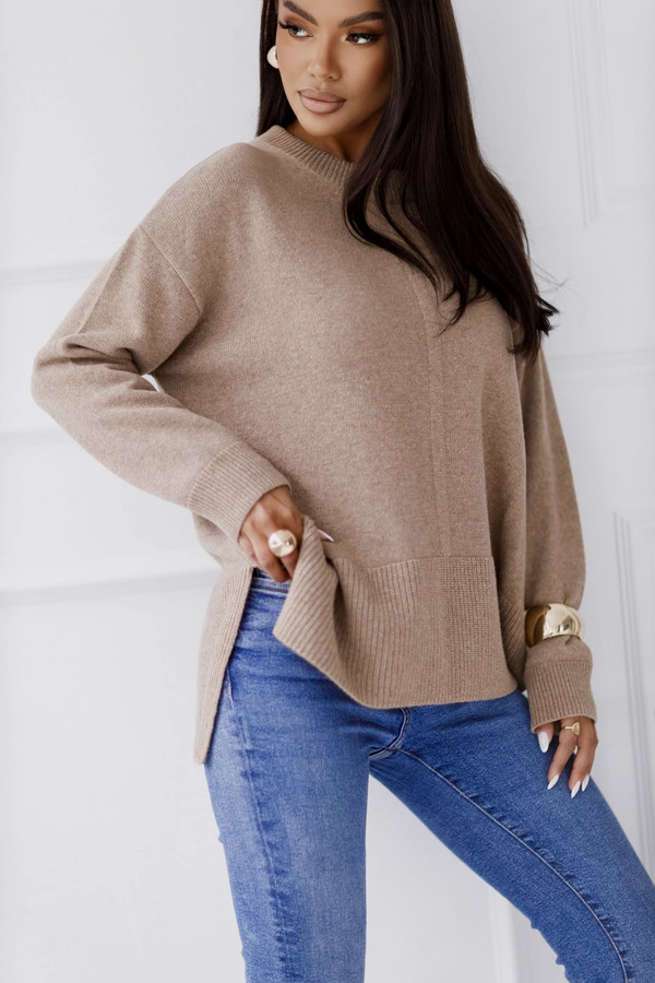 Sweter damski wełniany LOZANNA camel  Madame Sue