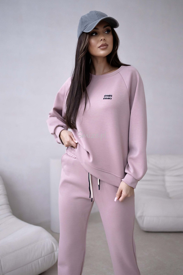 Komplet dresowy masełkowy min min, pudrowy róż