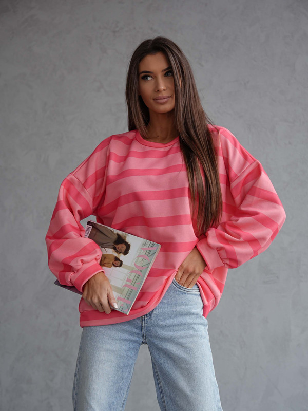 Bawełniana bluza oversize w paski Match
