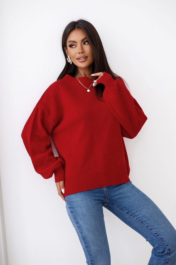 Sweter damski wełniany MIREL czerwony Madame Sue