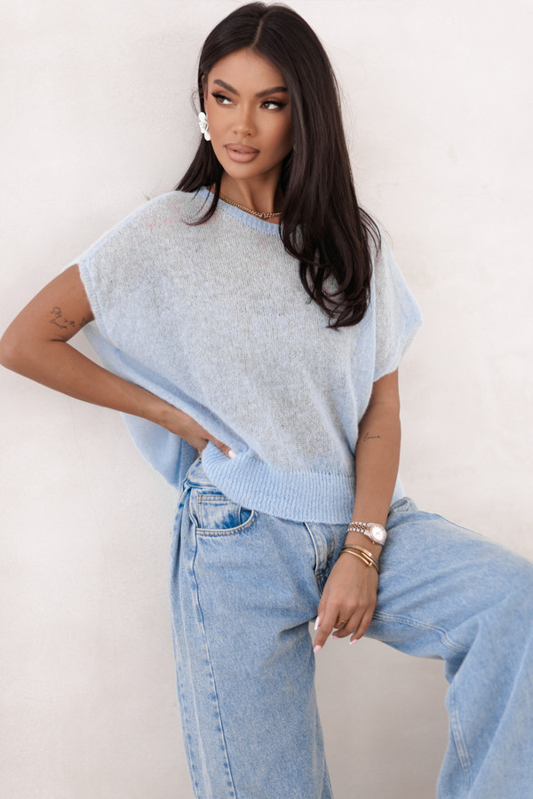 Sweter damski z krótkim rękawem KENIA, alpaka superfine Madame Sue