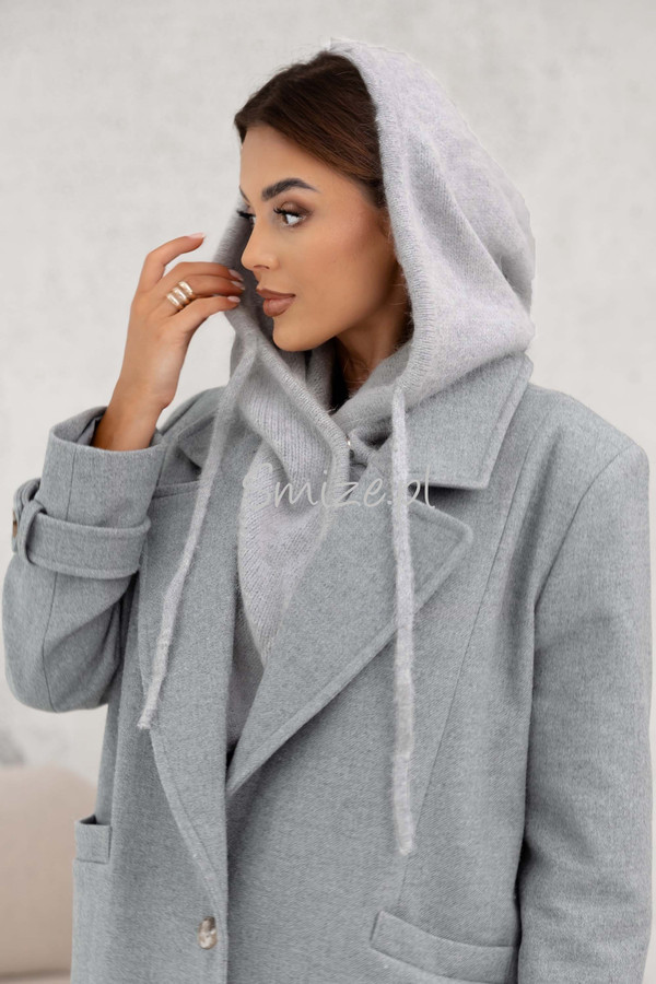 Kominokaptur, balaklawa damska z angory Smize, jasny szary