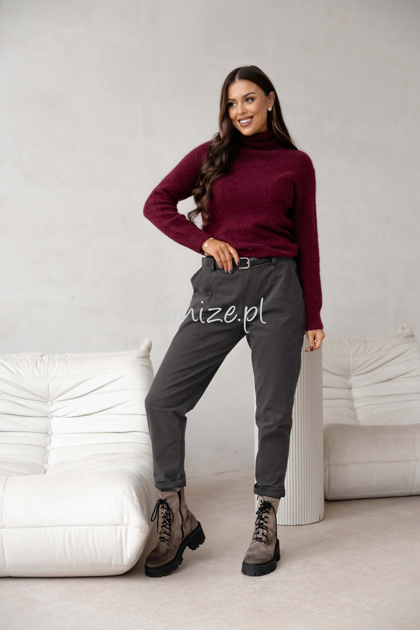 Damskie spodnie sztruksowe, grafitowe