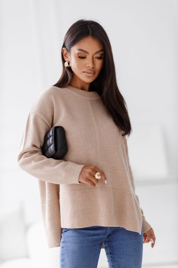 Sweter damski wełniany LOZANNA beżowy Madame Sue