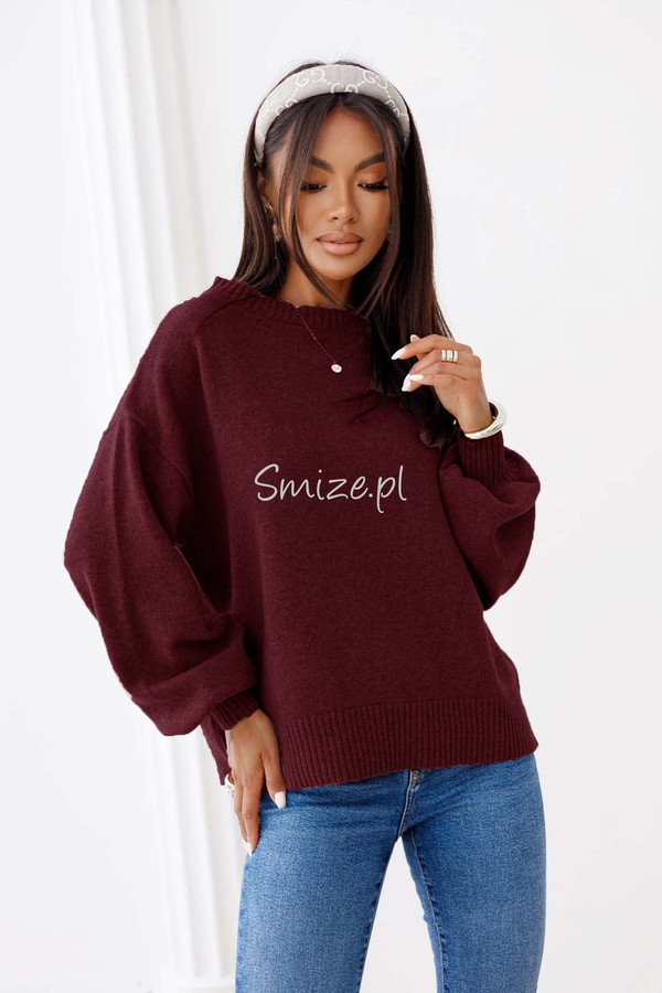 Sweter damski wełniany MIREL bakłażan Madame Sue